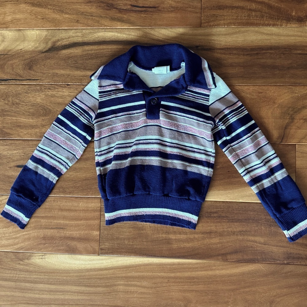 Bull Frog Knits Vintage Stripe Long Sleeve Sweater size 5